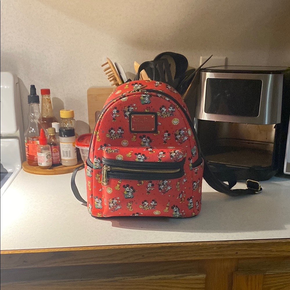 Red Sporty Backpack with Black Accents